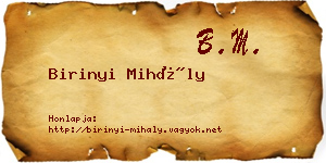 Birinyi Mihály névjegykártya